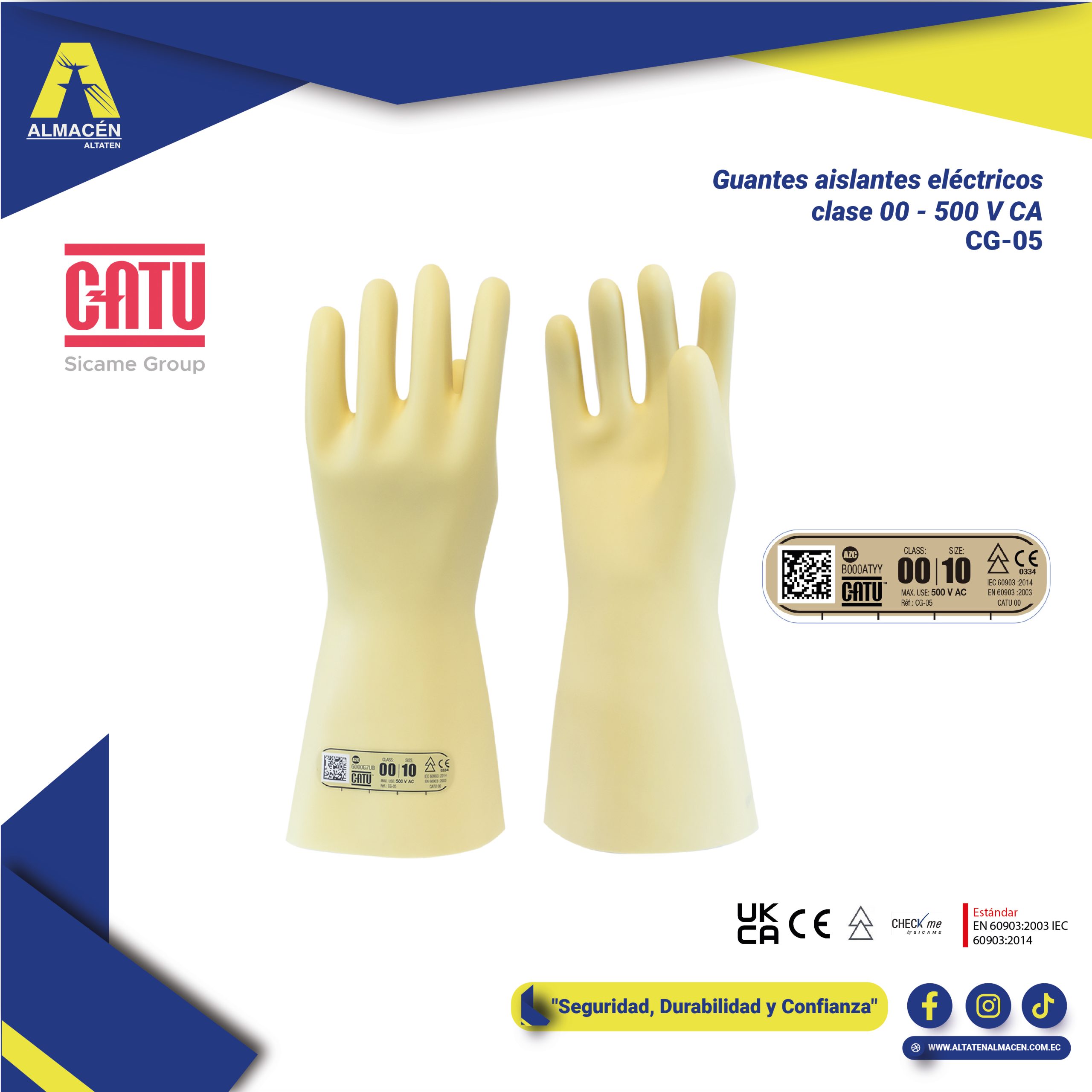 Guantes Aislantes Eléctricos CATU Clase 00 – Protección 500V | Almacén Altaten