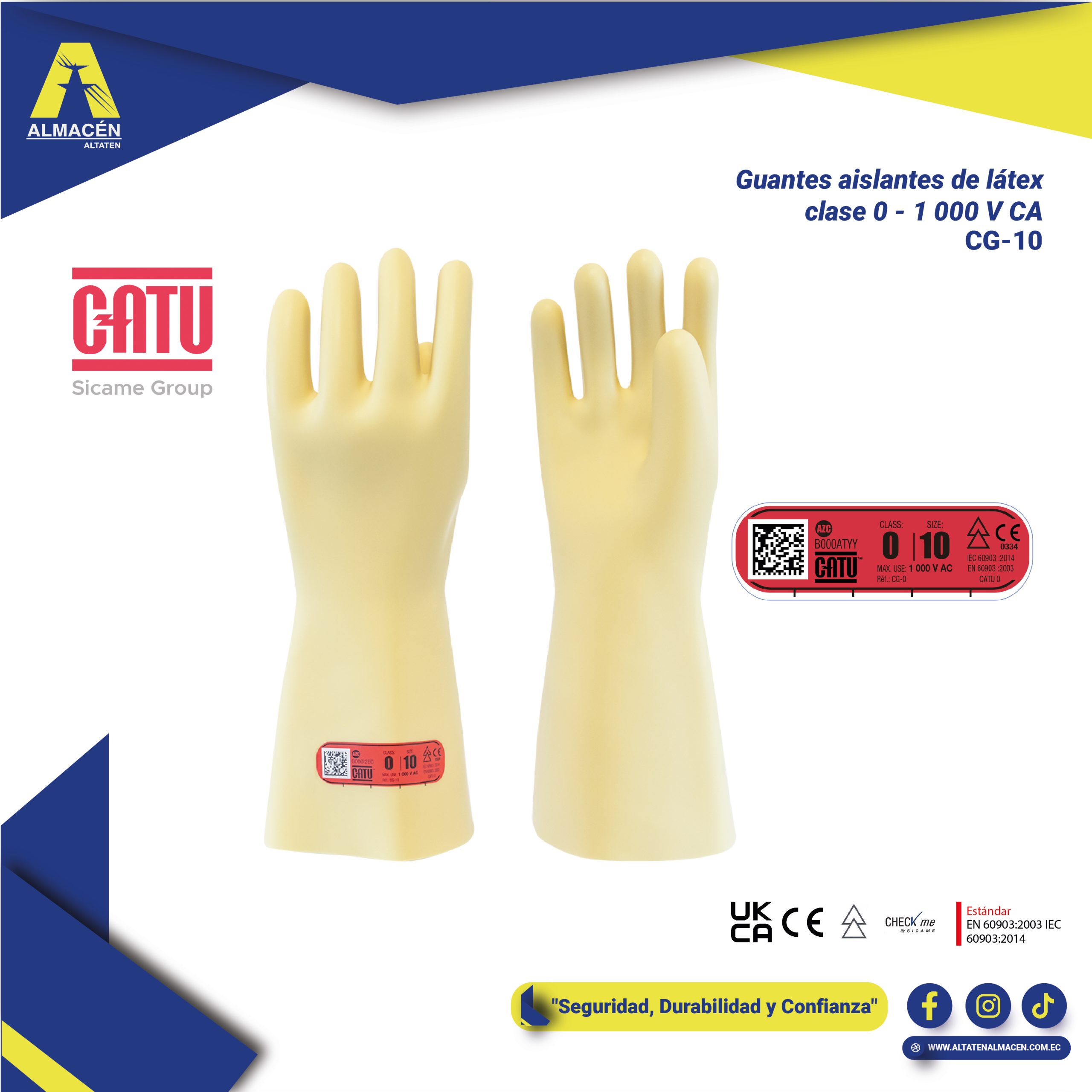 Guantes Aislantes Eléctricos CATU Clase 0 – 1000V Protección Profesional | Almacén Altaten