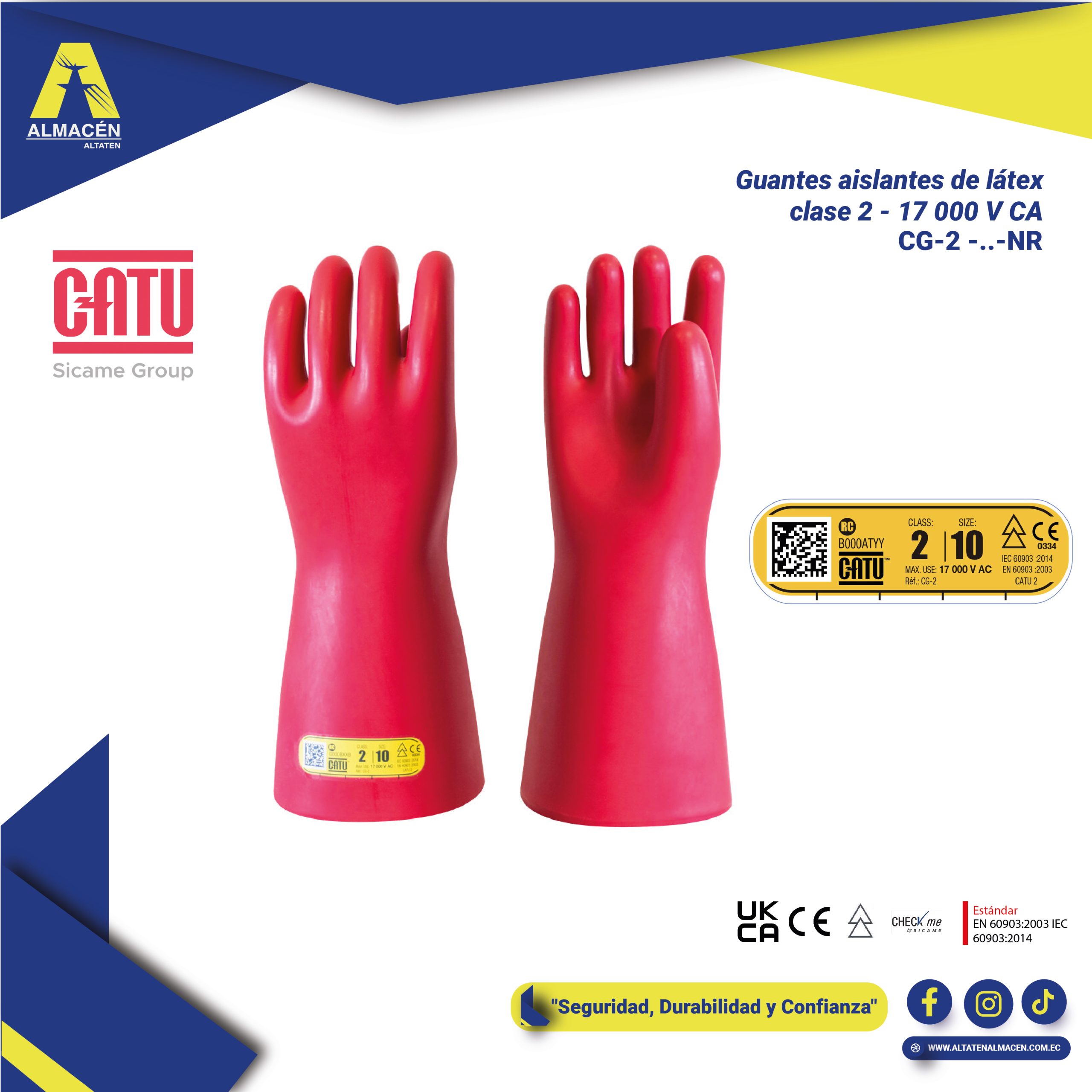 Guantes Aislantes Eléctricos CATU Clase 2 – 17.000V Alta Tensión | Almacén Altaten