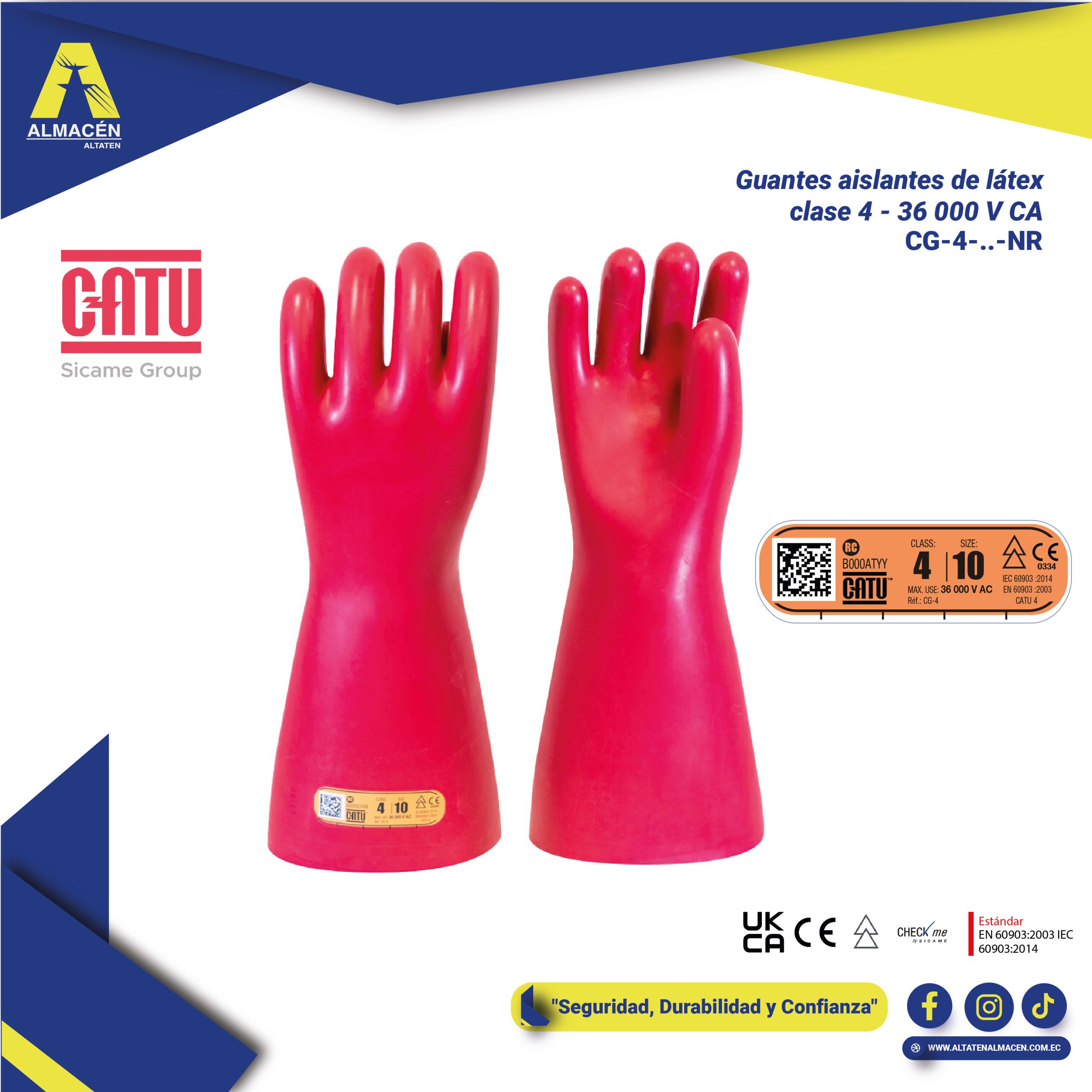 Guantes Aislantes Eléctricos CATU Clase 4 – 36.000V Máxima Protección | Almacén Altaten