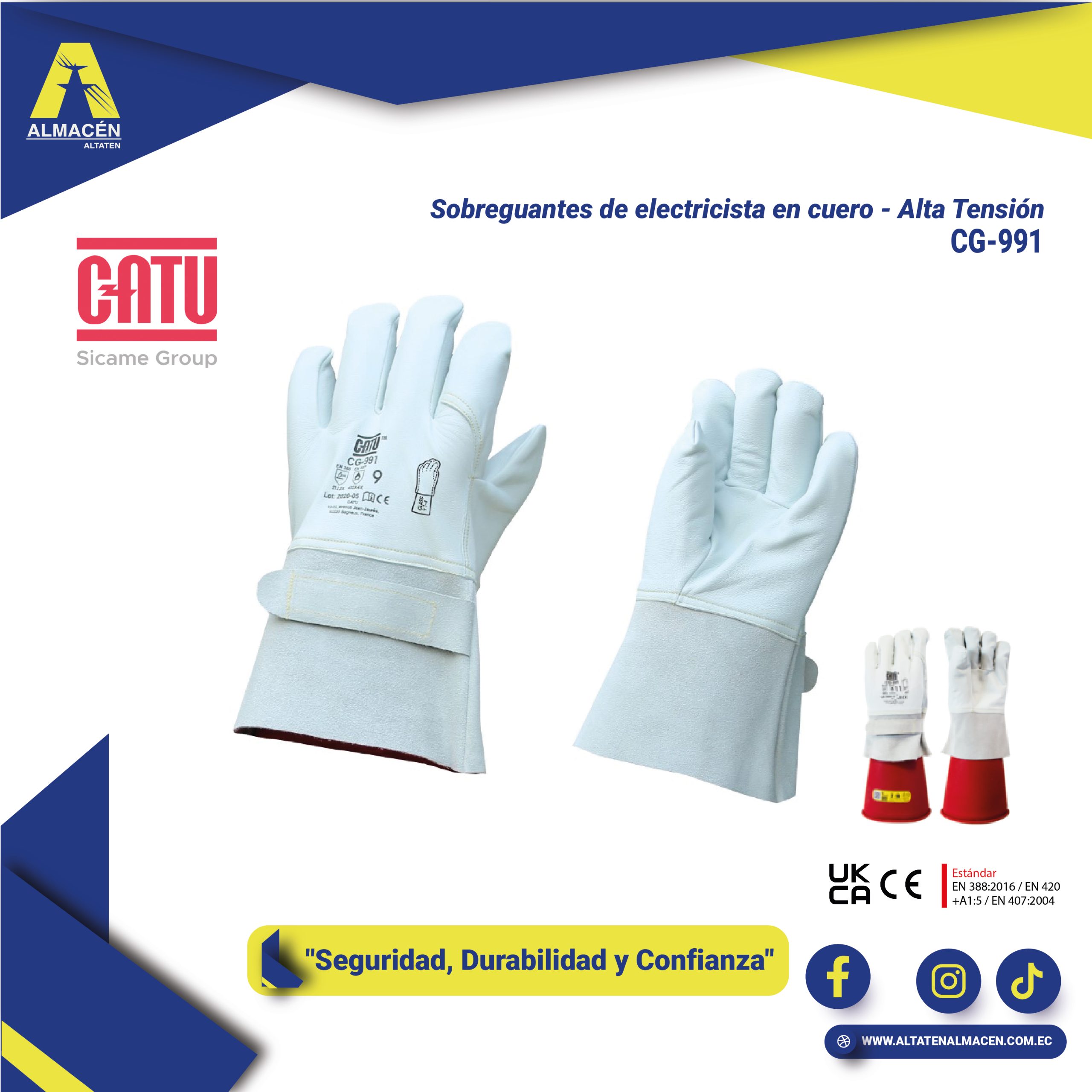Sobreguantes de Cuero CATU Alta Tensión (Clase 1 a 4) | Protección Mecánica | Almacén Altaten