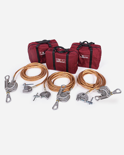 Equipo de puesta a tierra y cortocircuito para líneas aéreas de alta tensión.