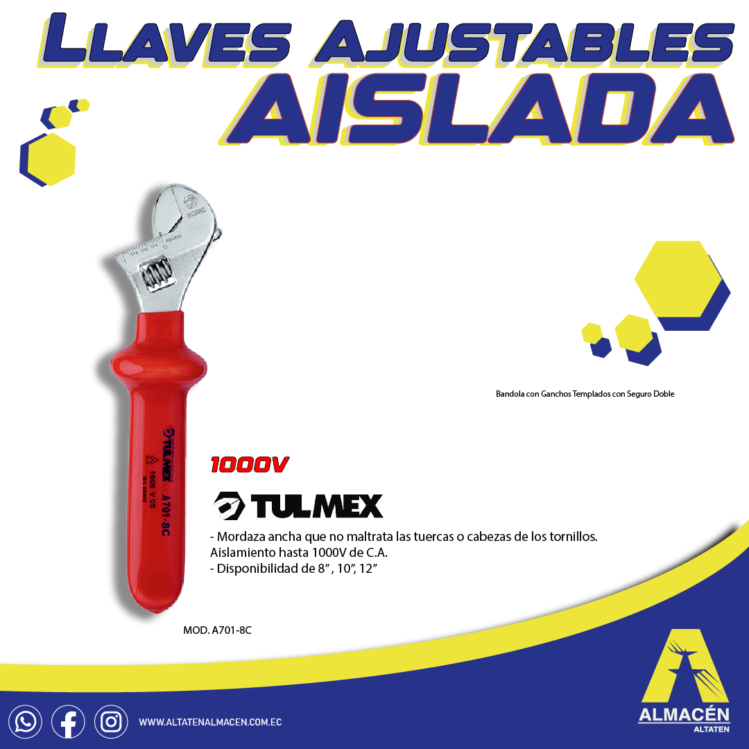 LLAVE A701-10C AJUSTABLE/FRANCESA 10″ 1000V TULMEX