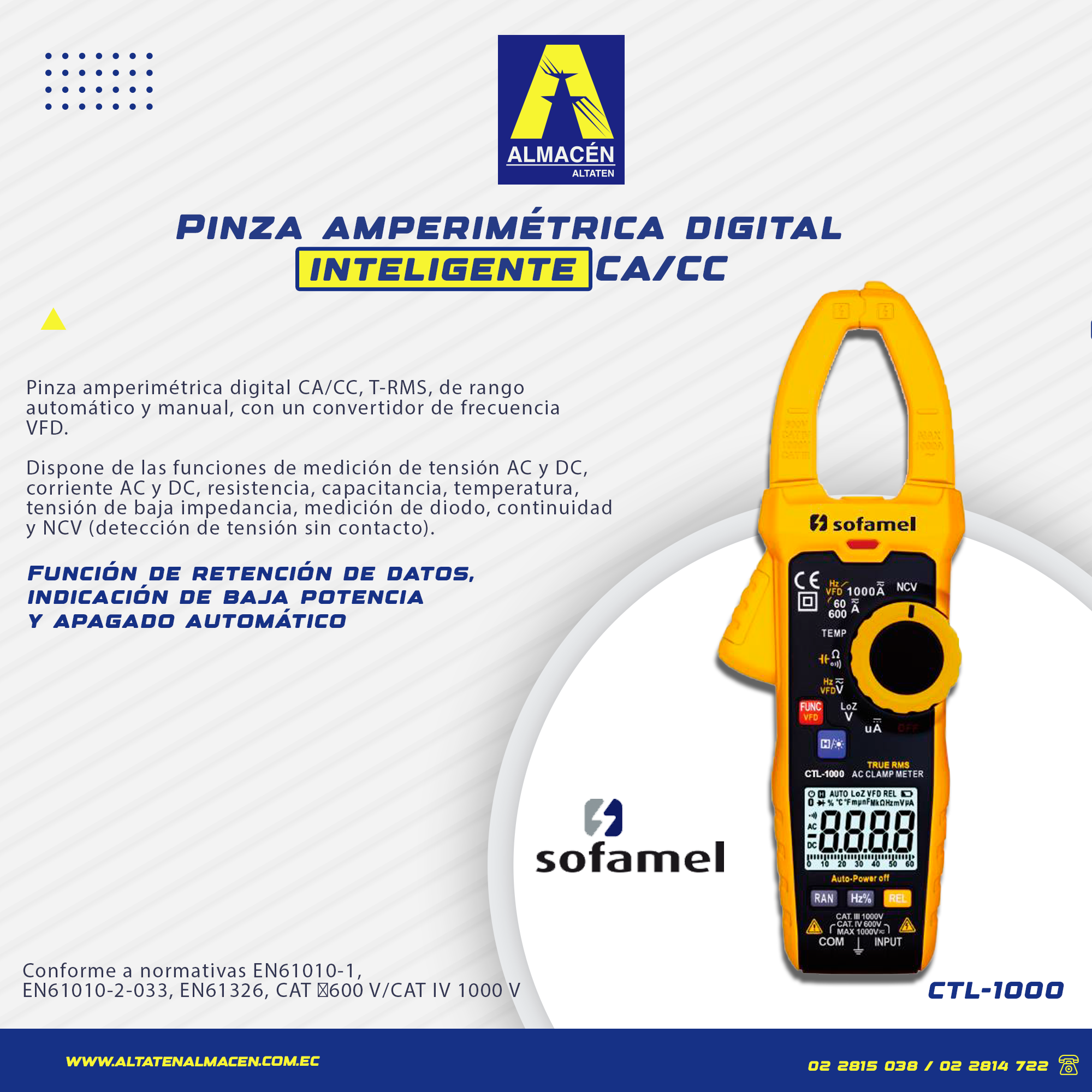 . CTL-1000 Pinza amperimétrica digital inteligente CA/CC