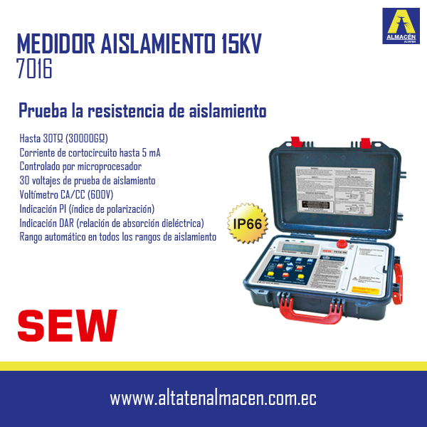 MEGAHOMETRO MEDIDOR AISLAMIENTO 7016 SEW 15KV 30 TOHMIOS