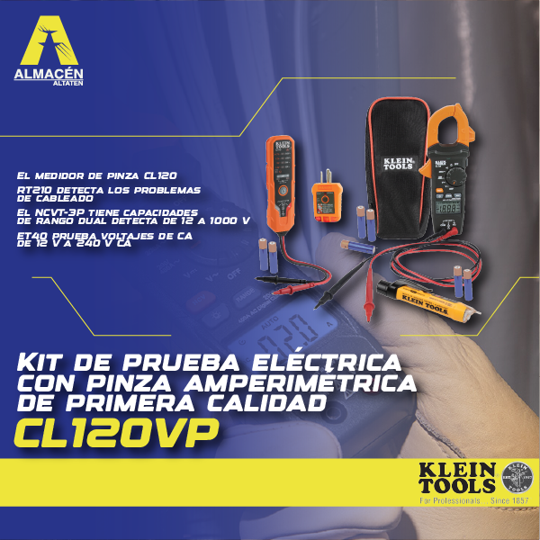 Kit de prueba eléctrica con pinza amperimétrica de primera calidad CL120VP