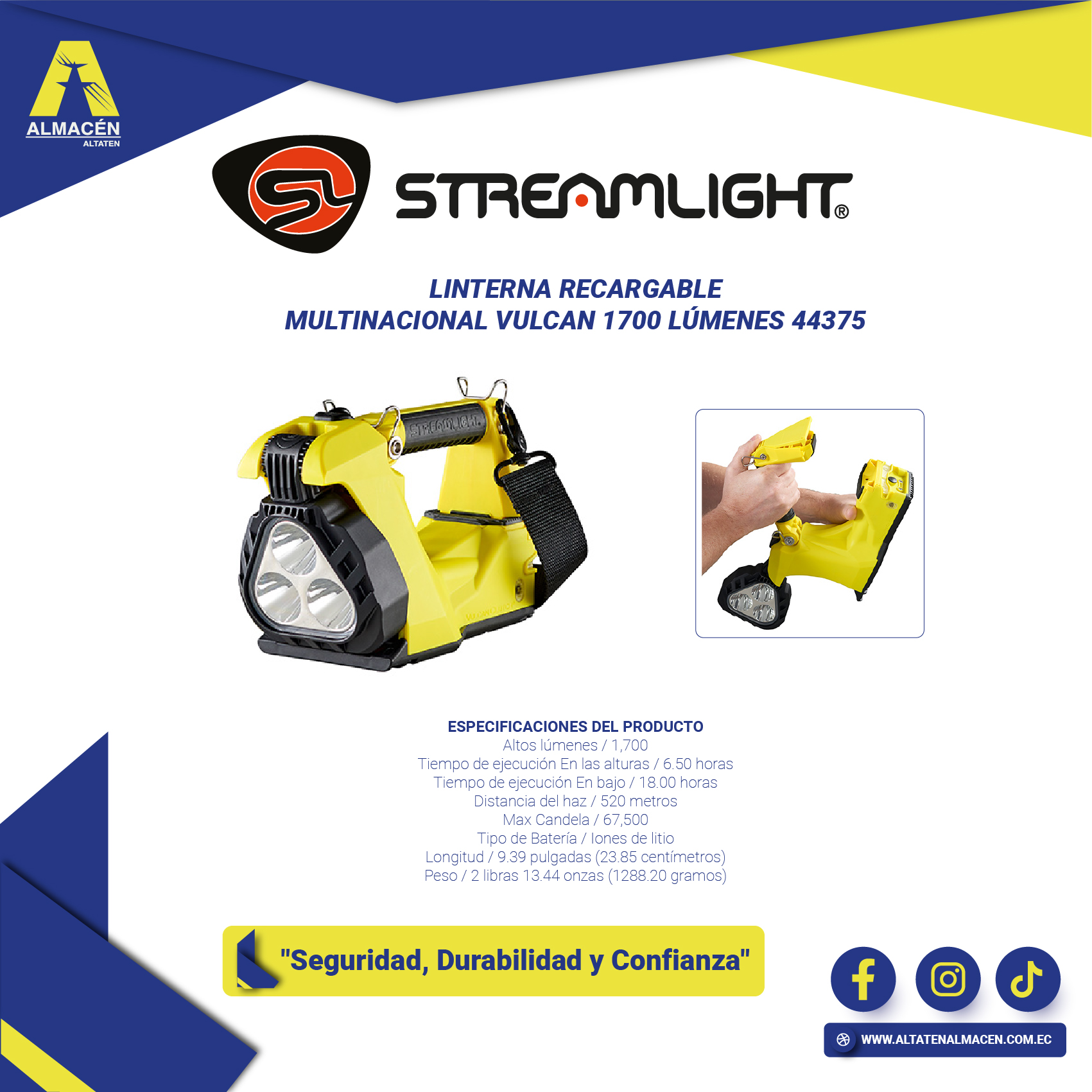 Linterna recargable Streamlight Vulcan 1700 lúmenes