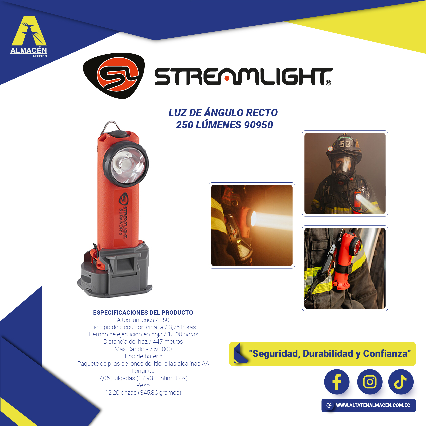 Luz de ángulo recto Streamlight 250 lúmenes modelo 90950