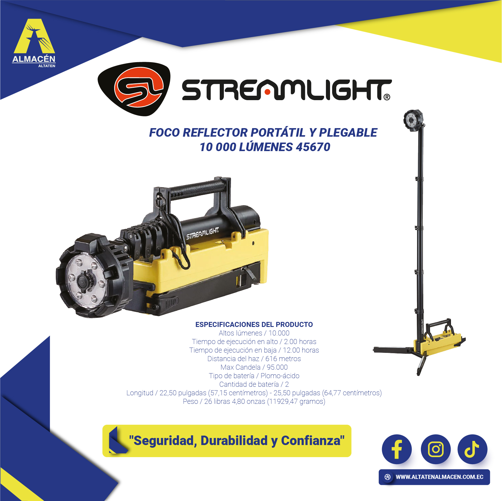 Foco reflector Streamlight 10 000 lúmenes portátil