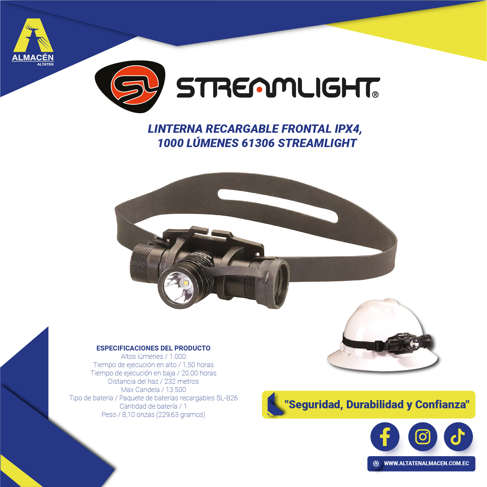 Linterna recargable modelo 61306 Streamlight Ecuador