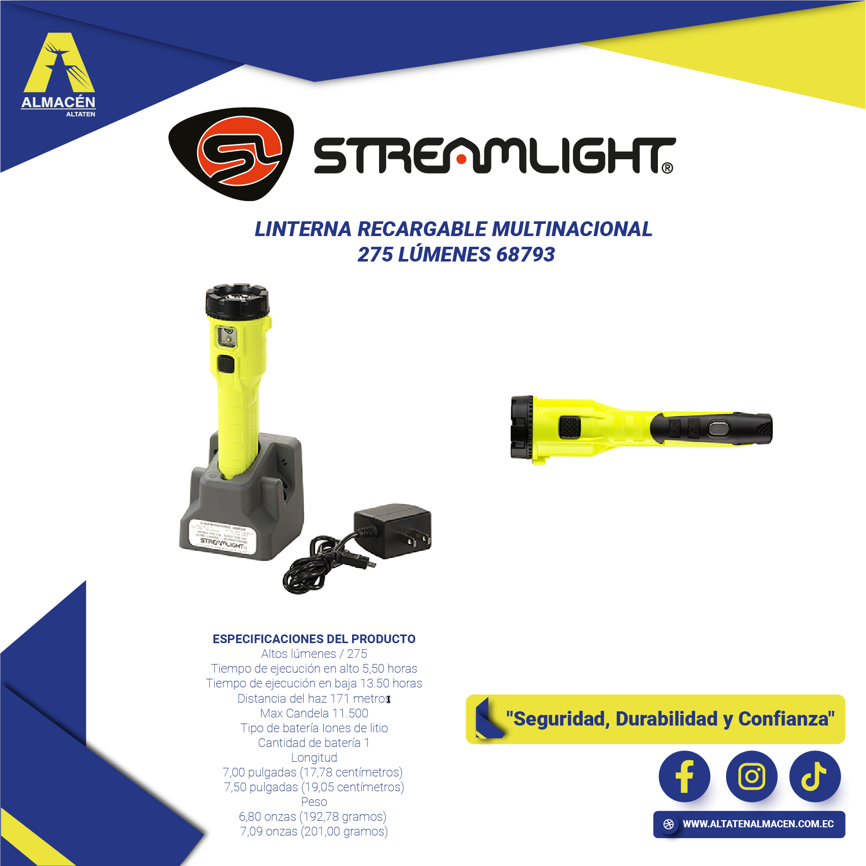 Linterna Streamlight 275 lúmenes modelo 68793