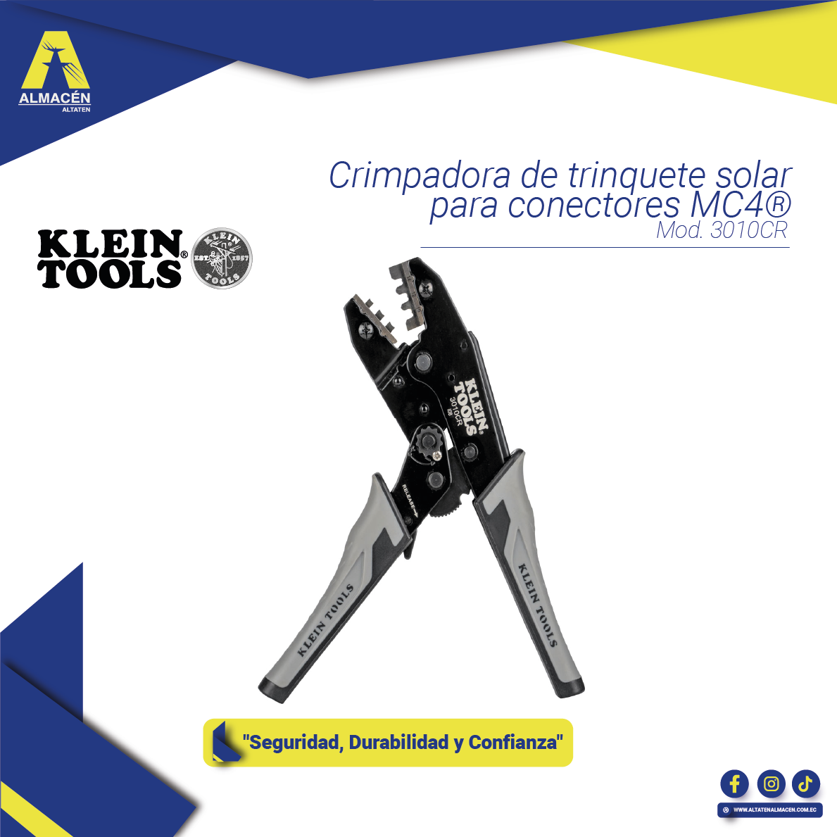 PINZA PONCHADORA DE TRINQUETE SOLAR PARA CONECTORES MC4® 10, 12 y 14 AWG 3010CR KLEIN TOOLS