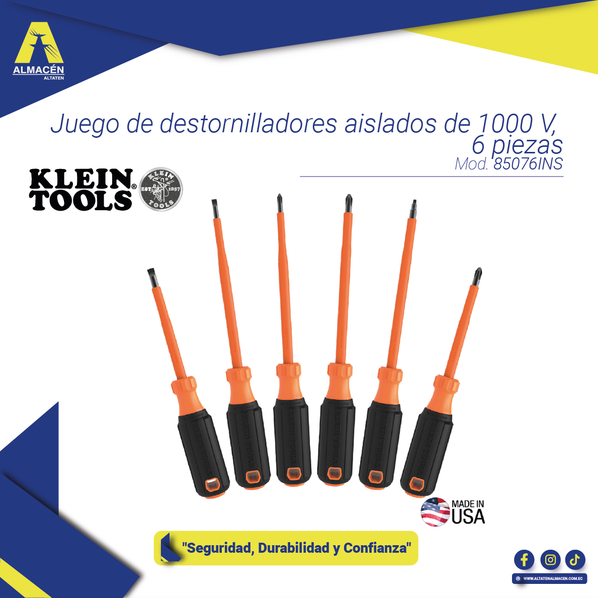 KIT DESTORNILLADORES 85076INS 1000V 6 PIEZAS KLEIN TOOLS