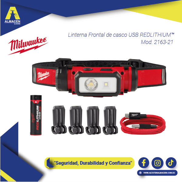 Lámpara para casco recargable USB Milwaukee 2163-21 600 lúmenes