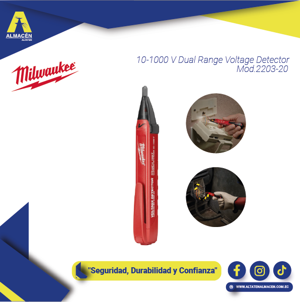 Milwaukee detector de voltaje Dual Range 10-1000V 2203-20 sin contacto