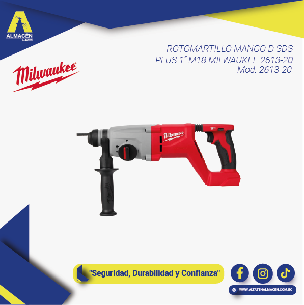 Martillo rotativo inalámbrico Milwaukee M18 SDS Plus 2613-20 mango en D