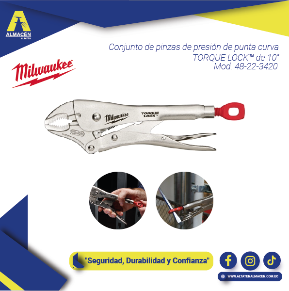 Pinzas de presión de punta curva Milwaukee 48-22-3420 TORQUE LOCK 10"