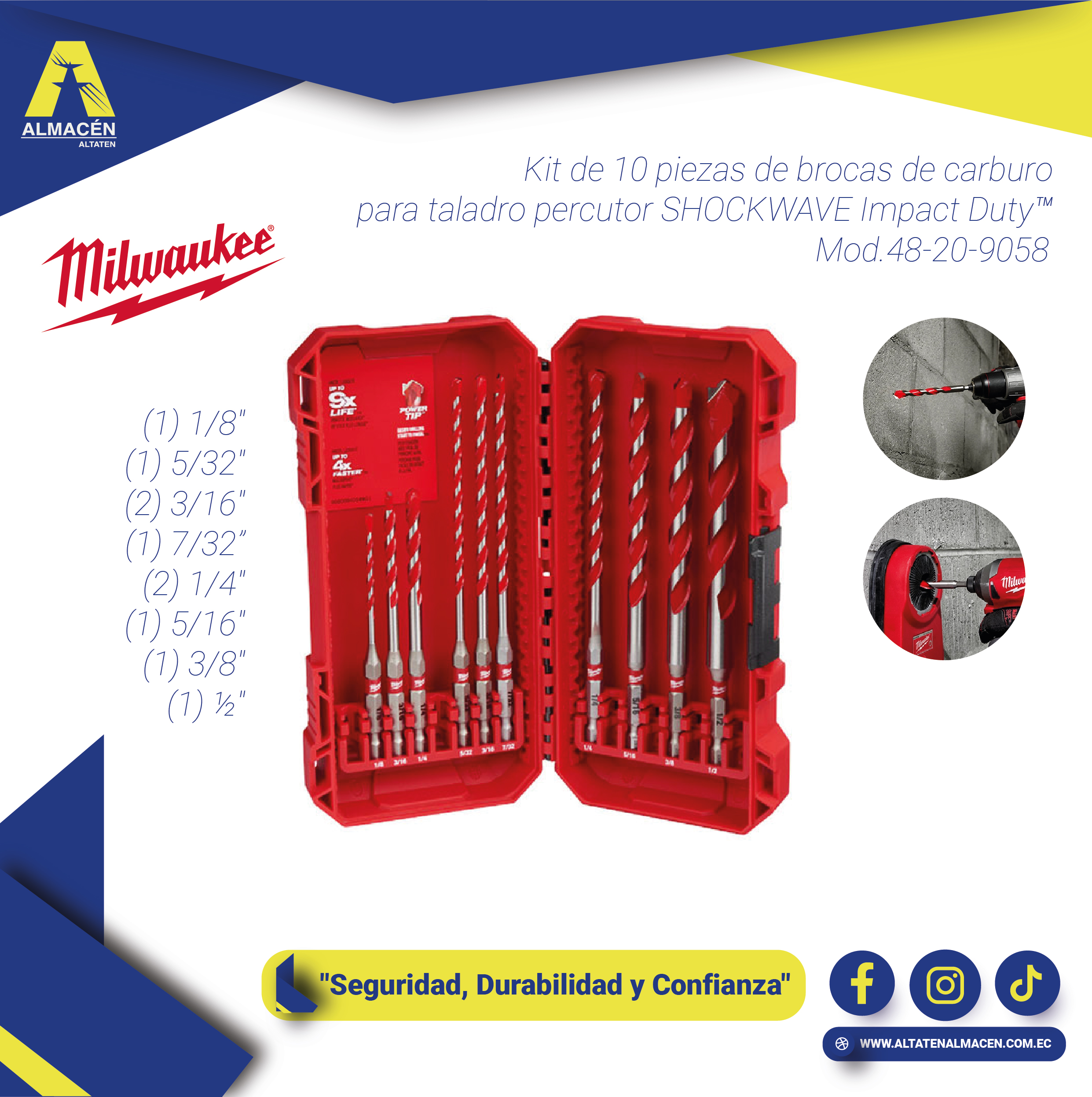 brocas Milwaukee SHOCKWAVE 10 piezas