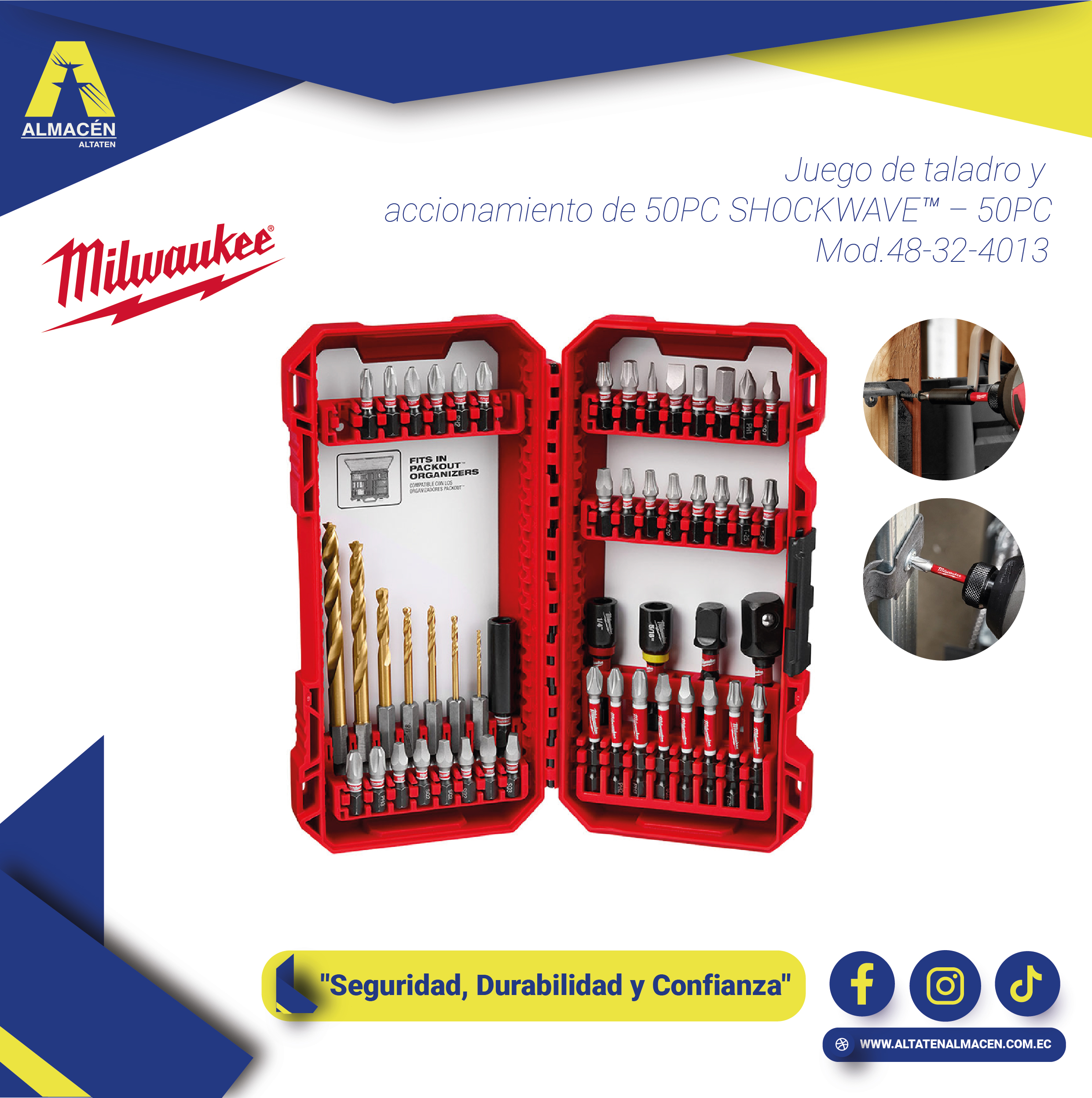 Juego de brocas y puntas Milwaukee 50 piezas