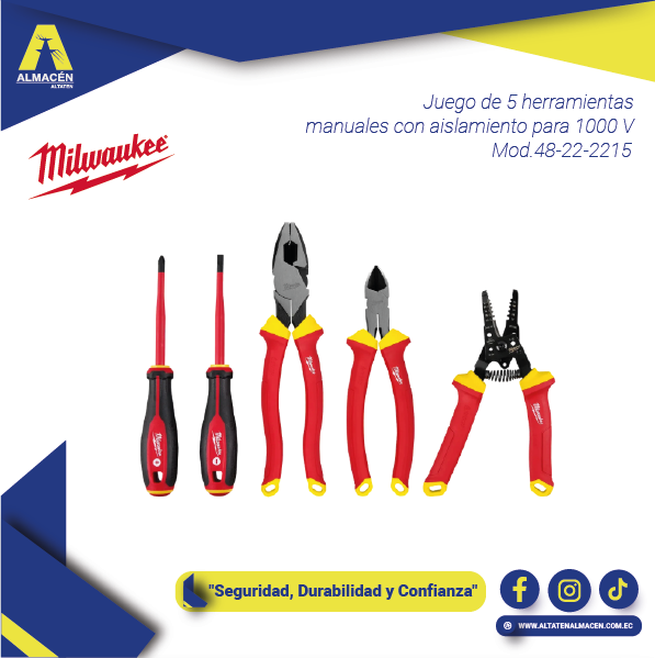 Juego de Herramientas Aisladas Milwaukee 1000V – 5 Piezas 48-22-2215
